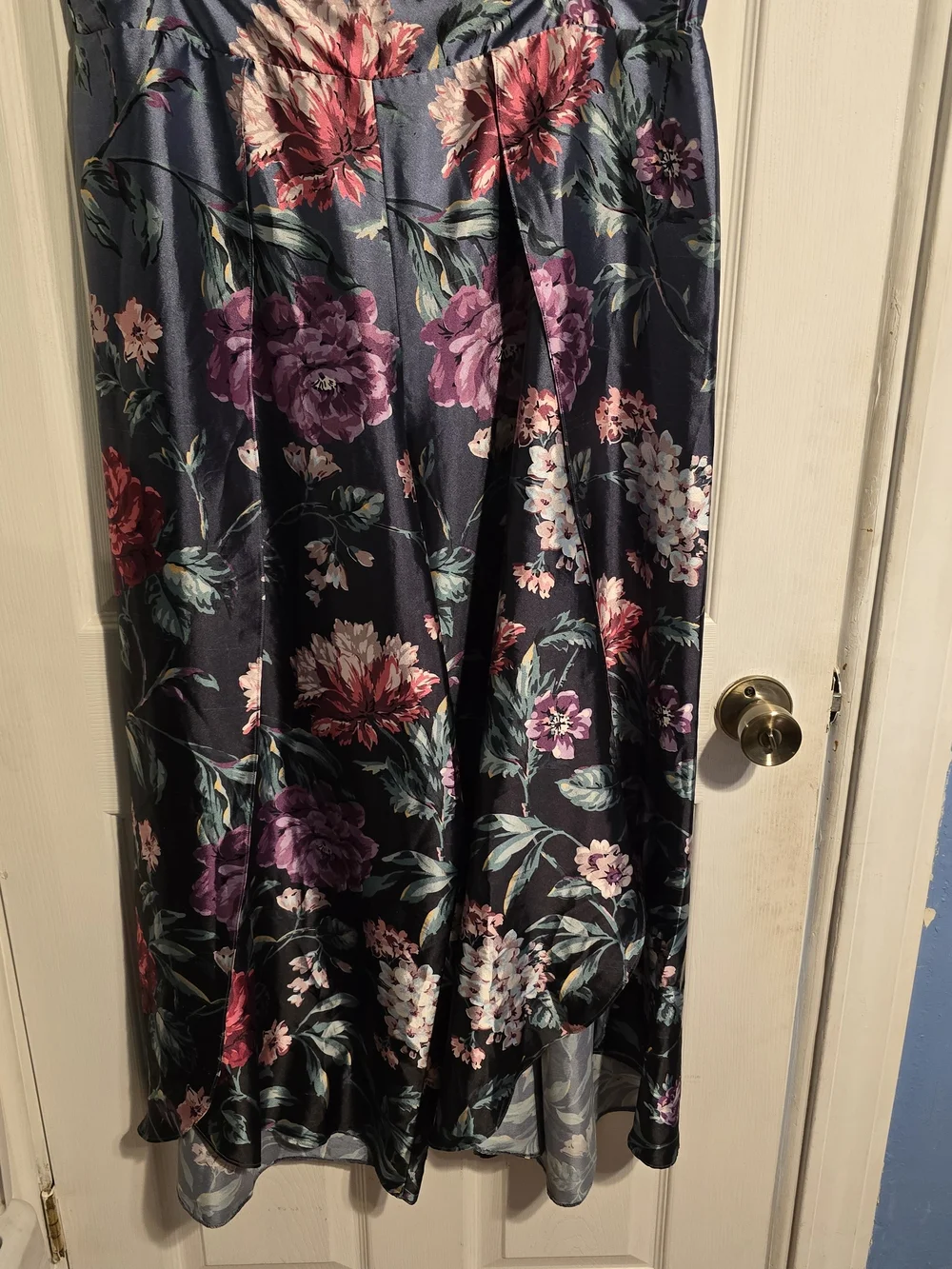Victoria's Secret Black Satin Floral High-Slit  Pajama Pants I Used As Pants